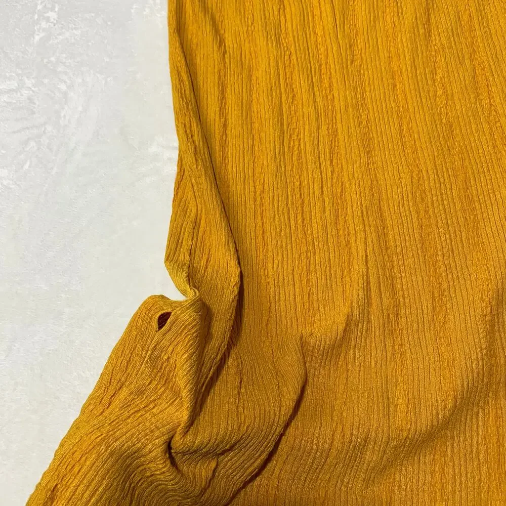 Free People FP Beach Midi Dress sz XS Collared Gold Yellow Long Sleeve *FLAW